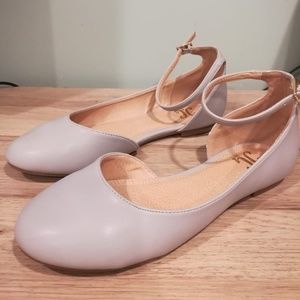 Light Grey Ankle Strap D'Orsay Flats Size 7
